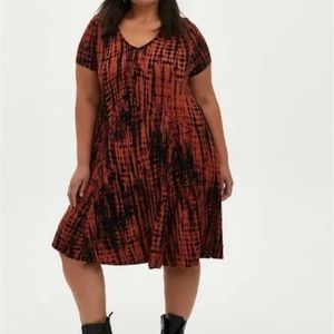 Torrid Super Soft Dress Size 2 Orange and Black Tie Dye